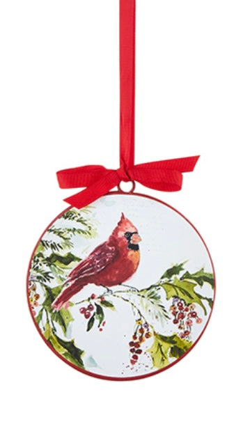 Cardinal Disc Ornaments , 2 Assorted, Raz Imports