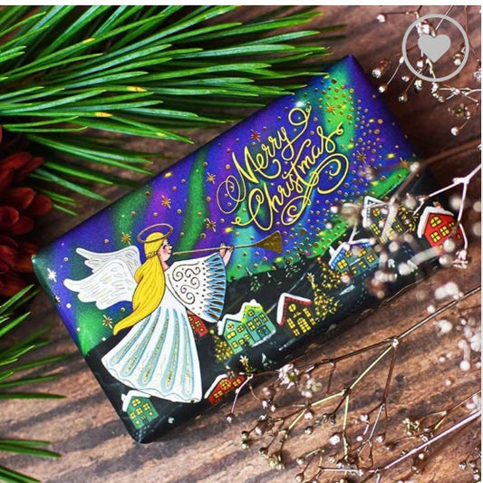 Large Bar Soap, Christmas, Beautiful blue paper wuth great angel on front. Reads Merry Christmas