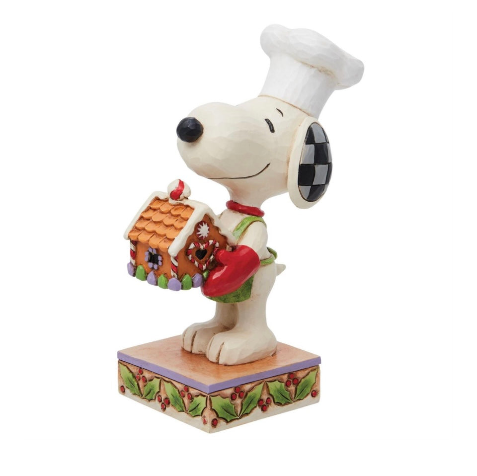 Snoopy Holding Gingerbread House