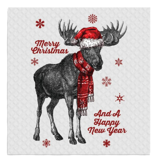 Merry Christmas, Happy New Year Swedish Dish Cloth