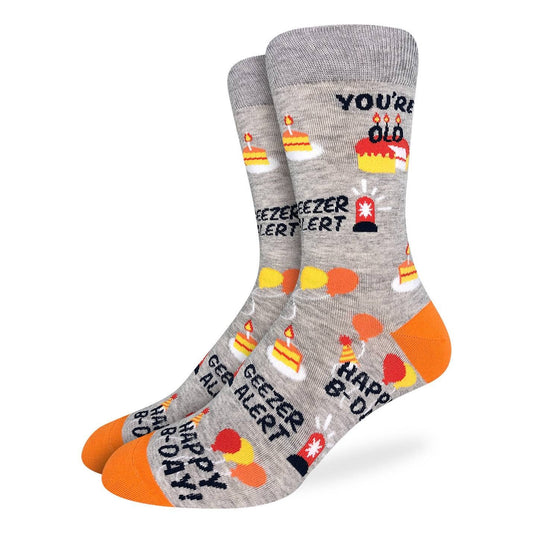 Men's Happy Birthday Geezer Socks: Shoe Size 7-12