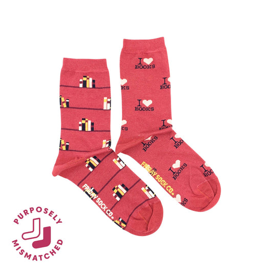Friday Sock Co. - Women's I Love Books Crew Socks - Mother's Day Gift: Women’s 5 – 10
