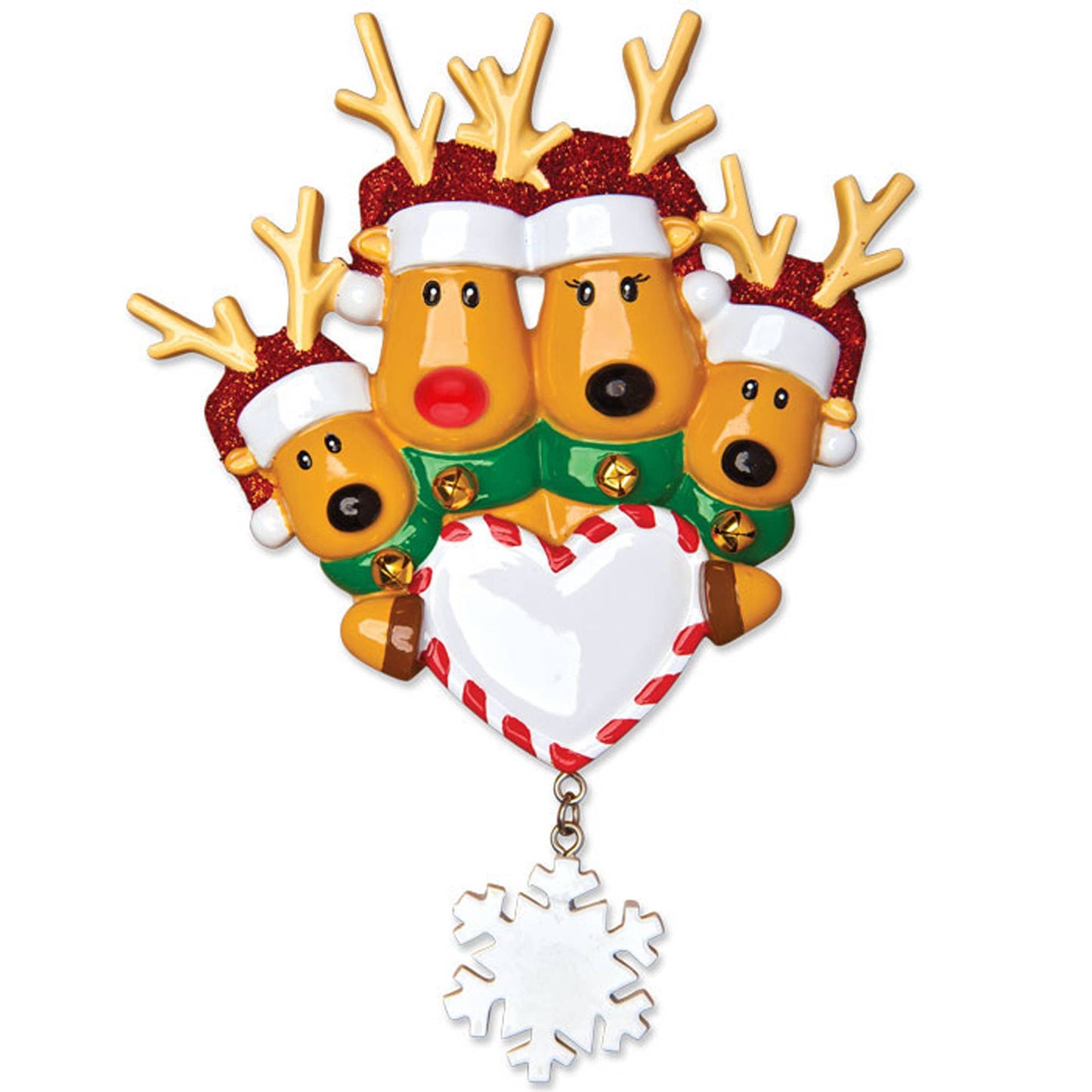 Reindeer Family with Heart Personalized Ornament: 3