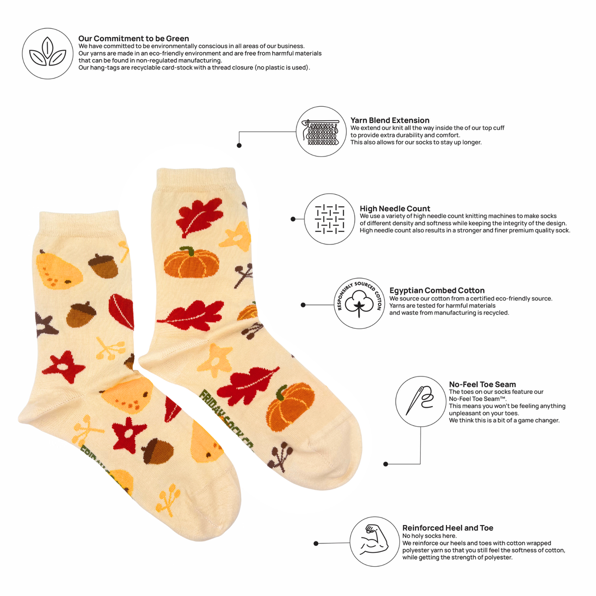 Friday Sock Co. - Women's Fun Fall Crew Socks - Fun Unique Gift for Her