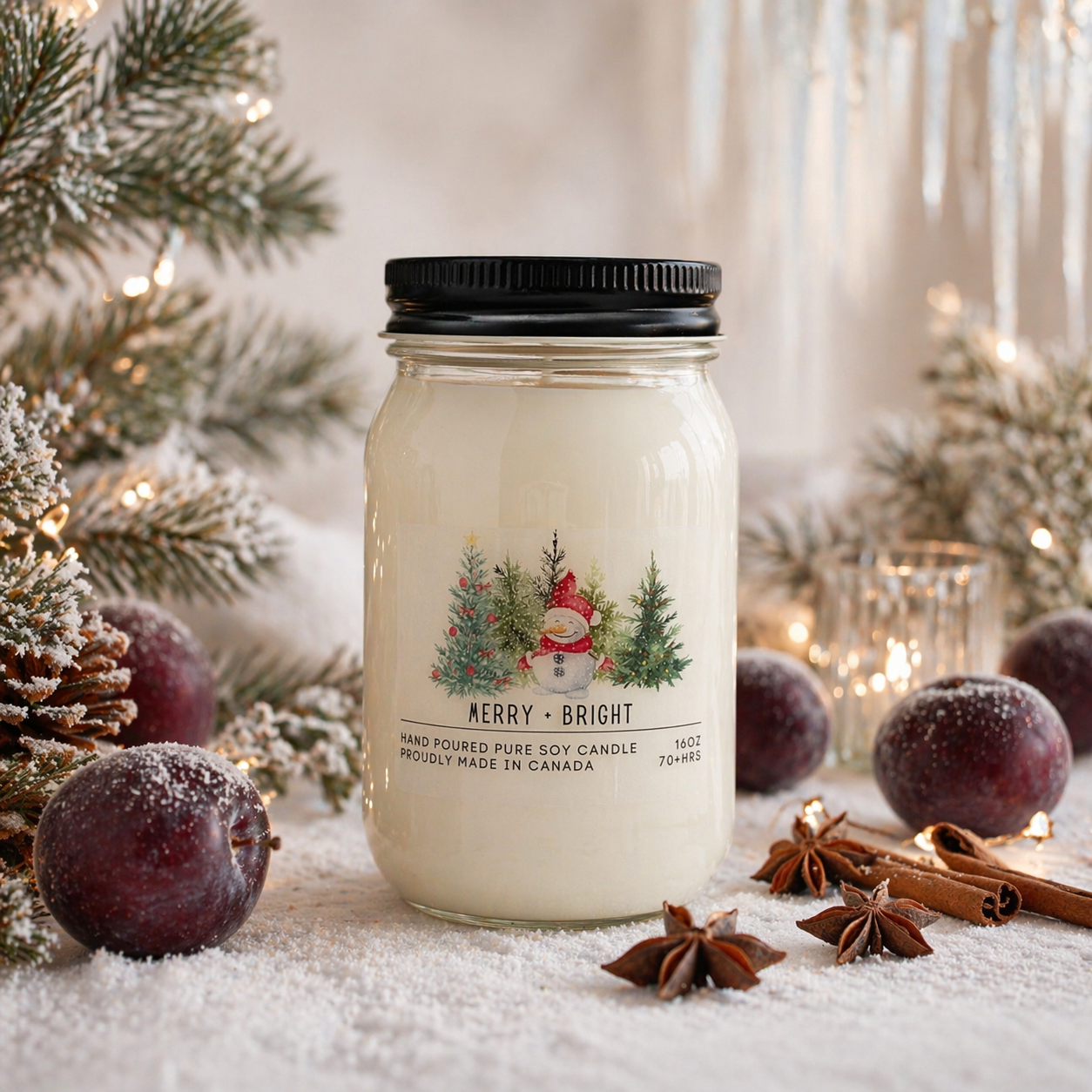 Serendipity Soy Candles - Merry + Bright: 16oz Mason Jar