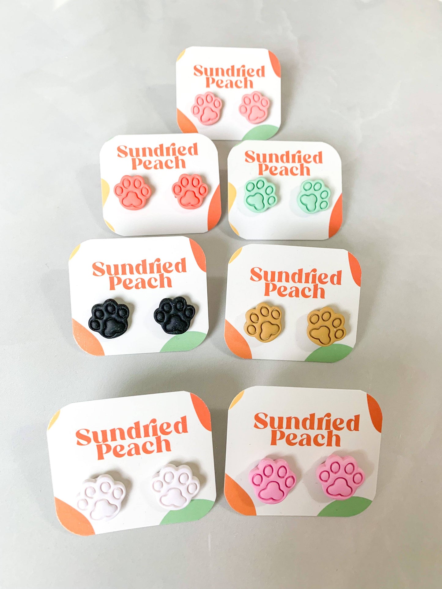 Sundried Peach - Paw Studs: Black