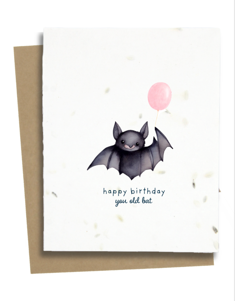 Greet n' Grow Plantable Cards - Happy Birthday You Old Bat Card: Wildflower