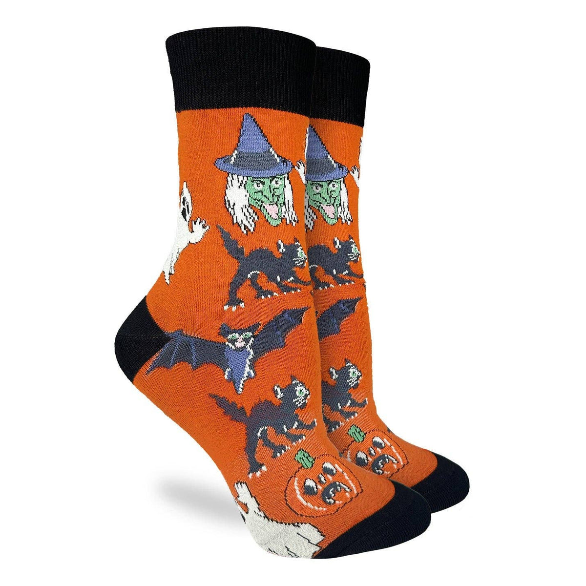 Good Luck Sock - Women's Retro Halloween Socks: Shoe Size 5-9