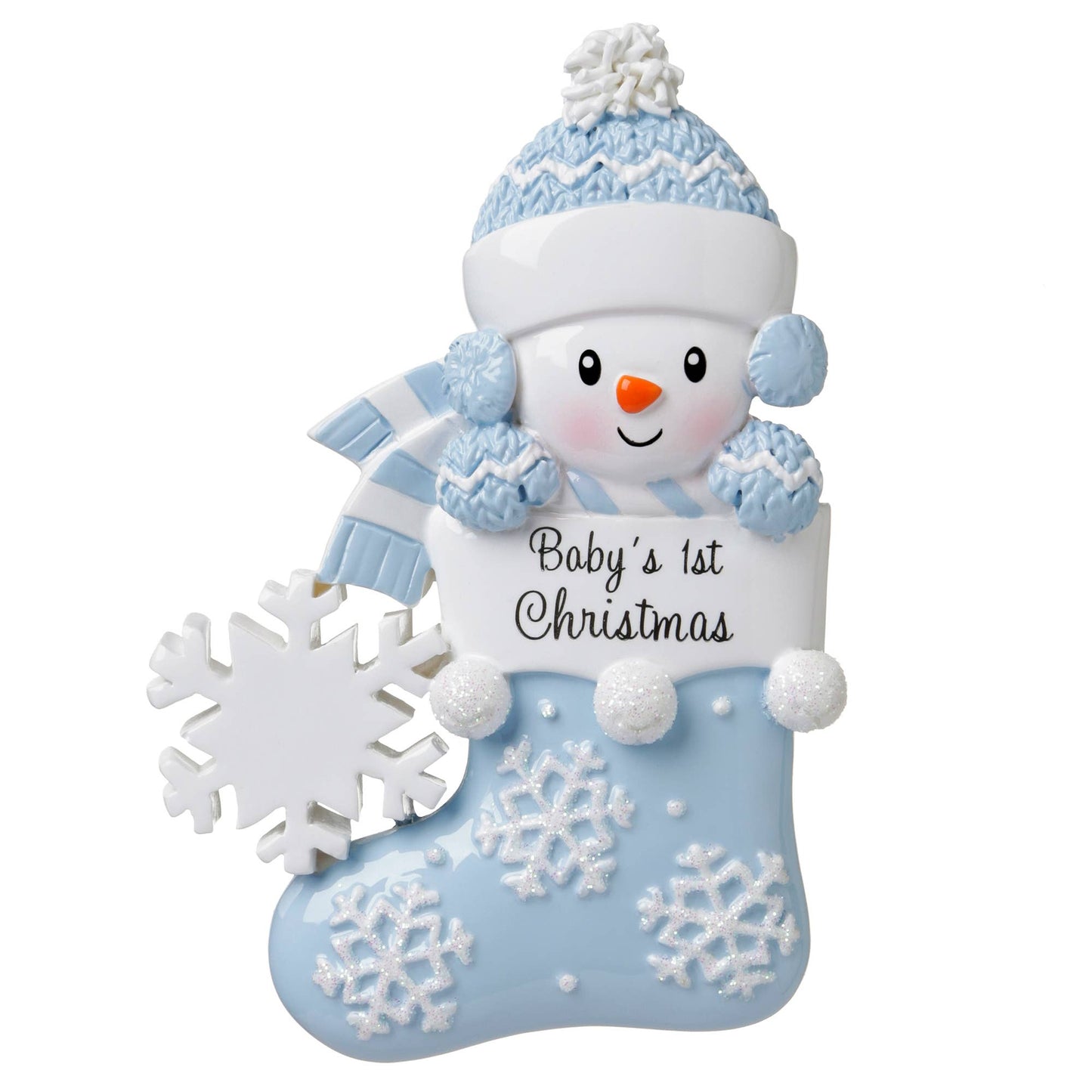 PolarX Ornaments - Snowbaby in Stocking Personalized Ornament: Pink