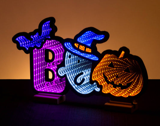 Christmas Tradition - 17" BOO Halloween Infinity Light with Ghost & Pumpkin