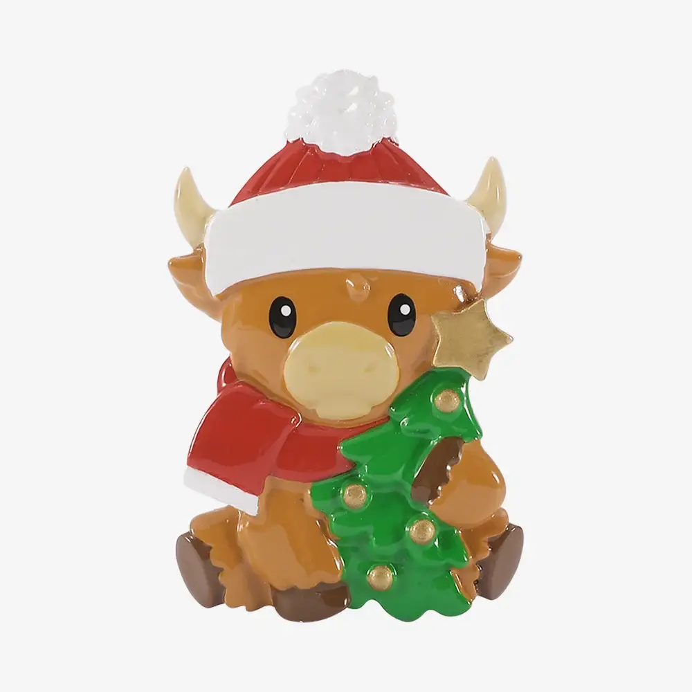 PolarX Ornaments - Highland Cow with Tree Personalized Ornament