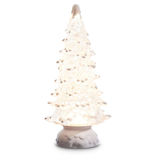 12 Inch Lighted Tree With Snow and Swirling Glitter