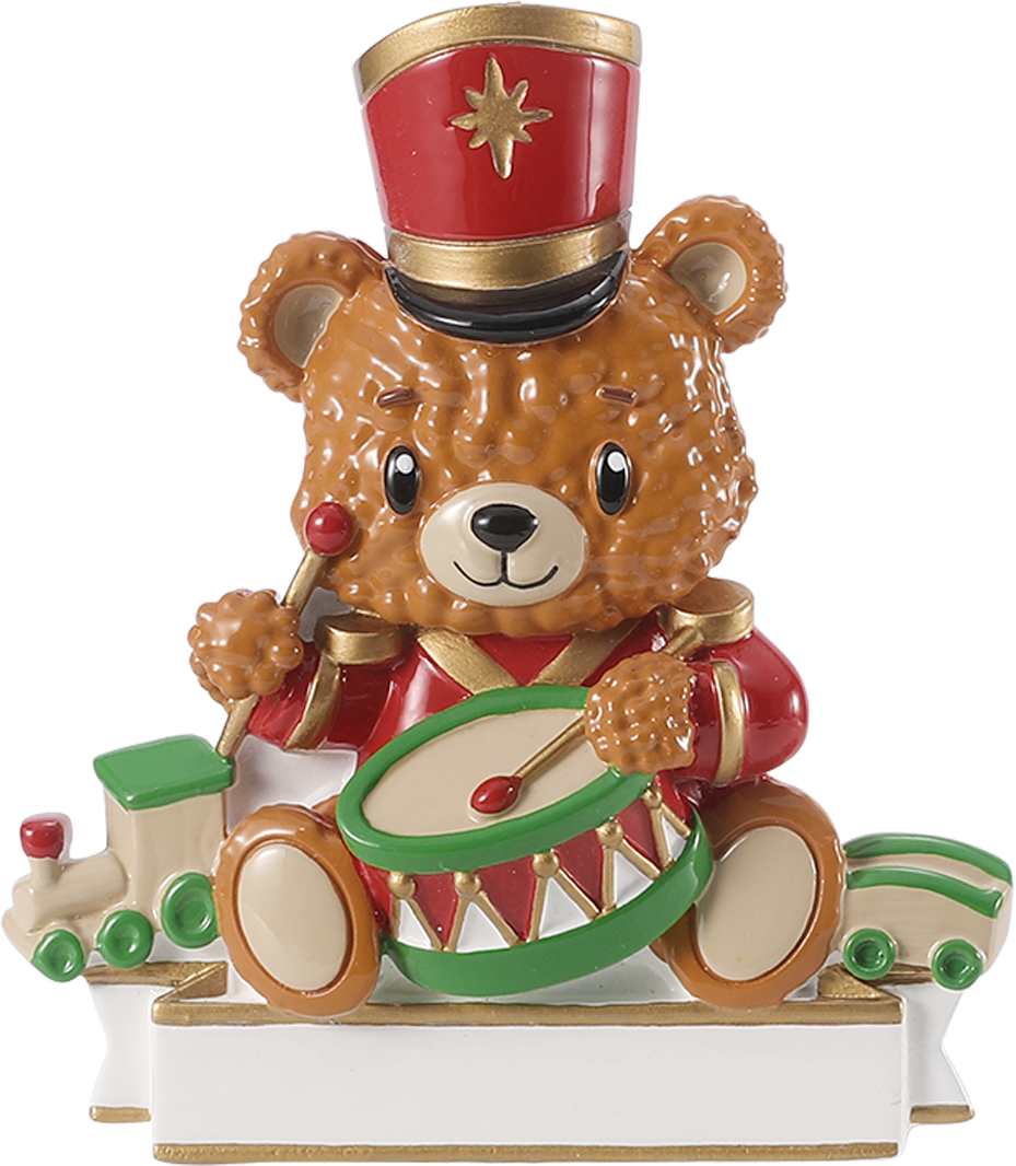 PolarX Ornaments - Baby Bear with Drum & Train Personalized Ornament