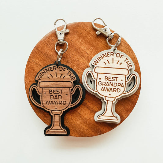 Knotty Design Co. - Best Dad/Grandpa Award Wood And Acrylic Keychain: Black / Dad / Walnut (Dark)