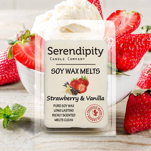 Serendipity Soy Candles - Strawberry & Vanilla: 8oz Candle/Wax Melts (sold individually)