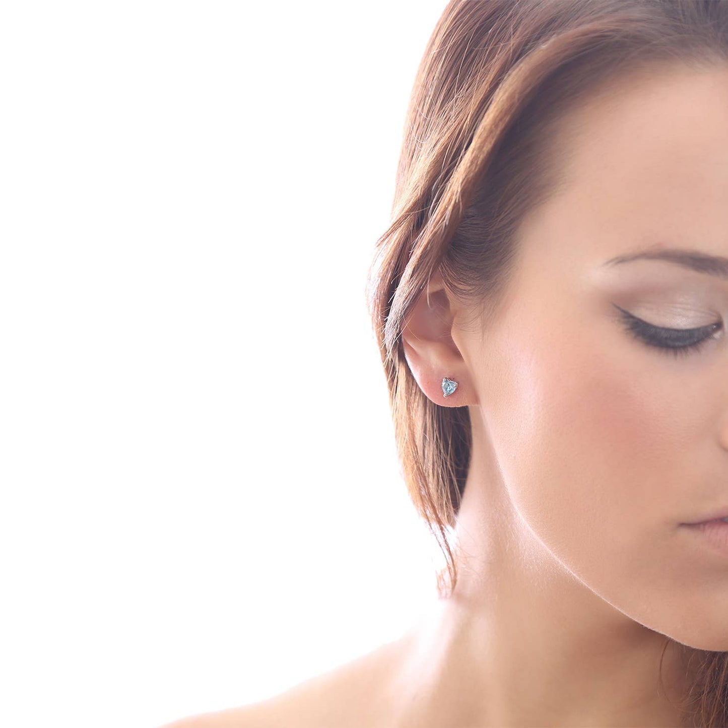 Glimmering Handmade - Romantic HEART Swarovski Crystal Stud Earrings: Crystal