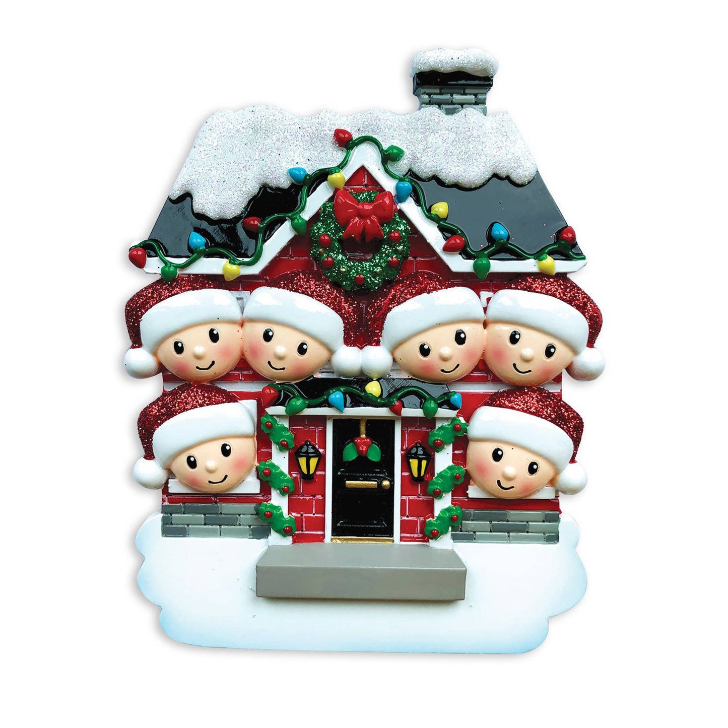 PolarX Ornaments - Family Peeking out of House Personalized Ornament: 5