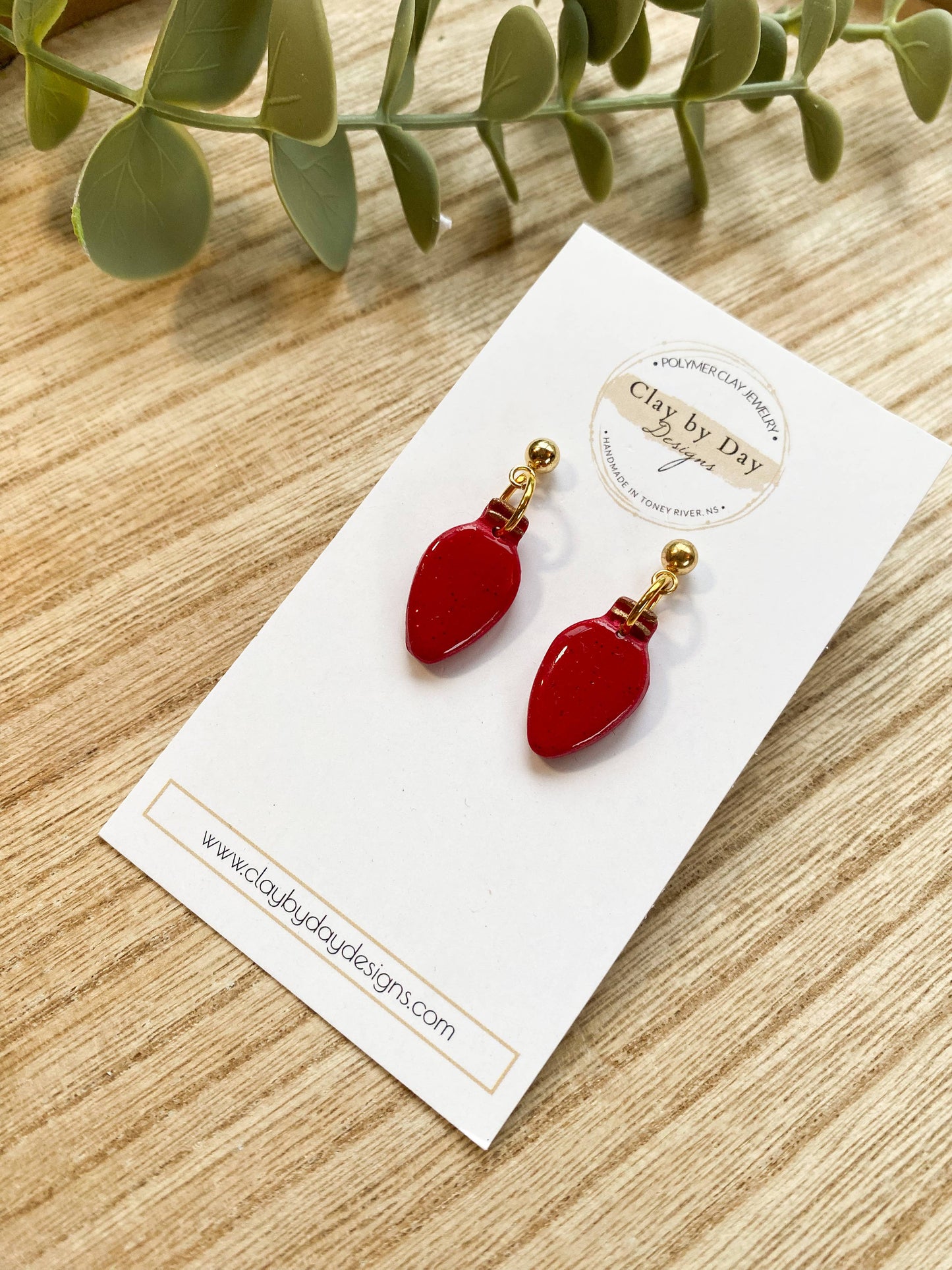 Christmas Light Bulb Earring - polymer clay