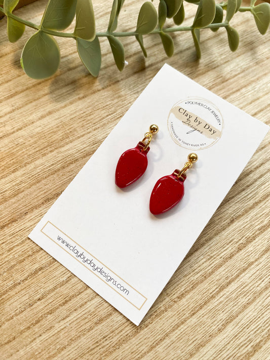 Christmas Light Bulb Earring - polymer clay