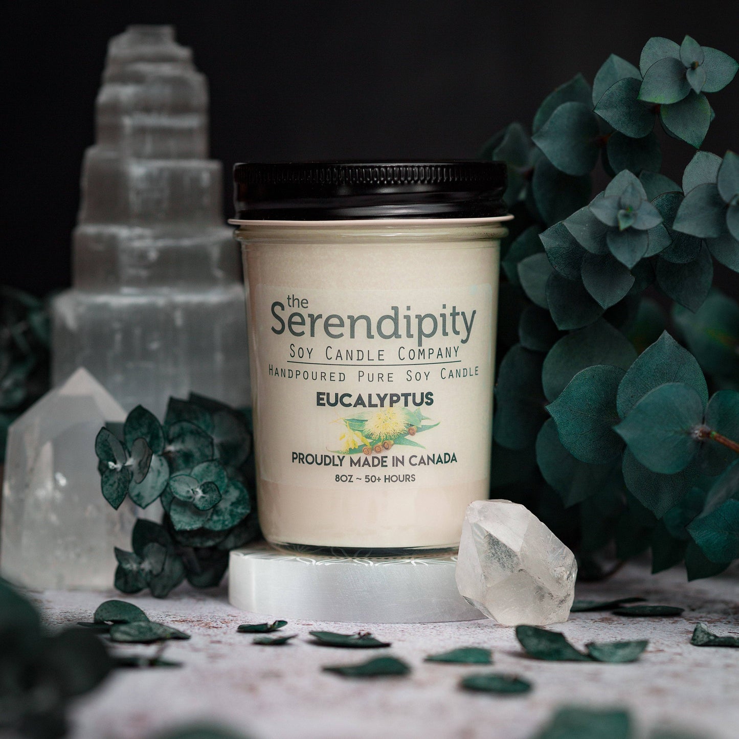 Serendipity Soy Candles - Eucalyptus: 8oz Candle/Wax Melts (Sold Individually)