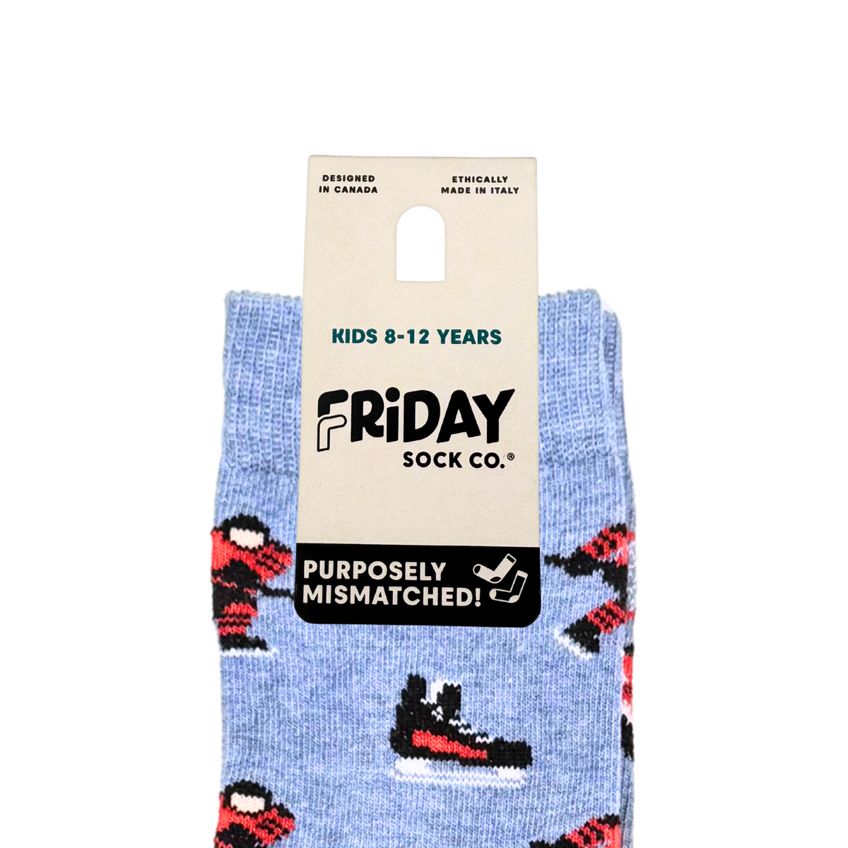 Friday Sock Co. - Kid's Hockey Crew Socks - Best Seller Playful Non-Matching: Large (Age 8-12)