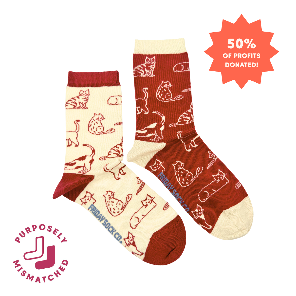 Friday Sock Co. - Women's Cats This Did Good Crew Socks - Cat Lover Gift: Women’s 5 – 10