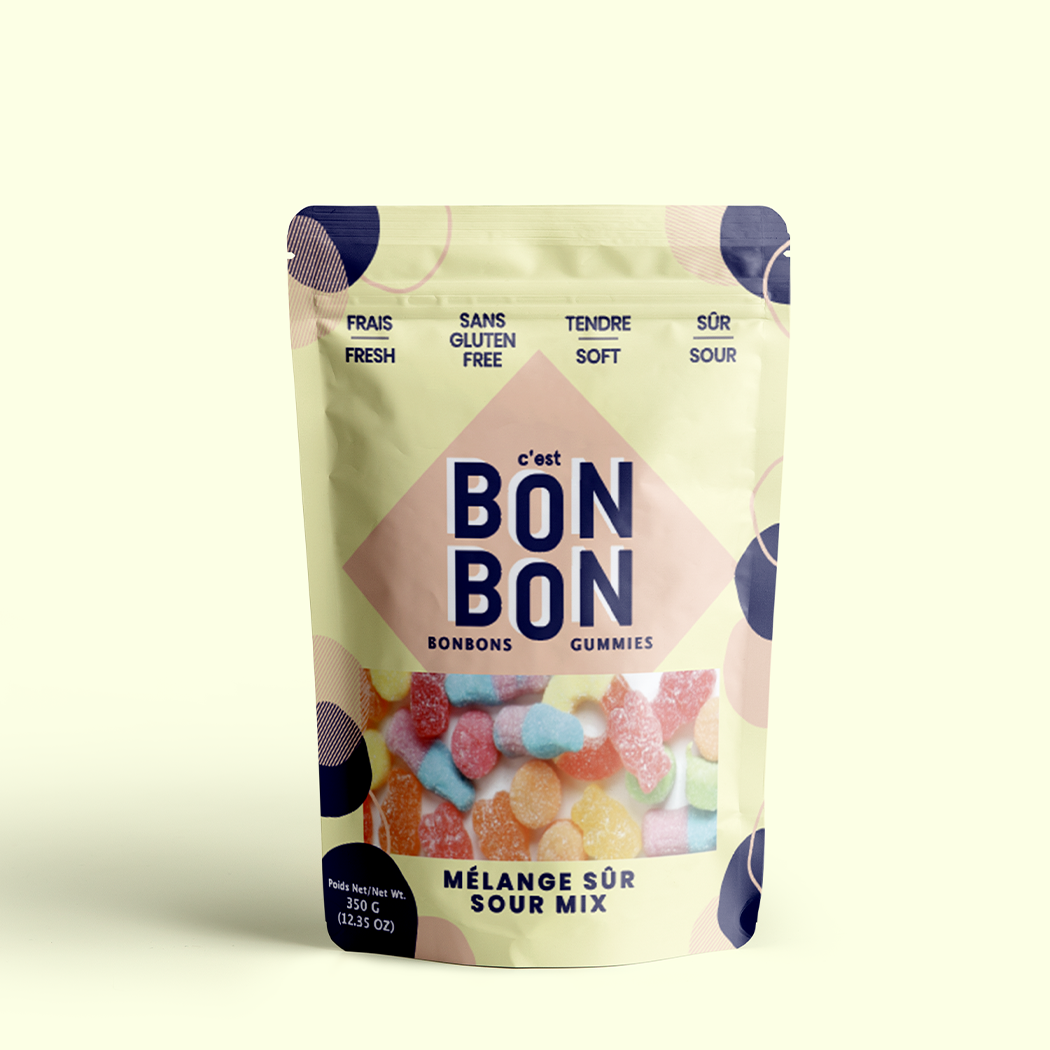 c'est BONBON- Canada - Sour Mix - 350g Large - Gummy Candies
