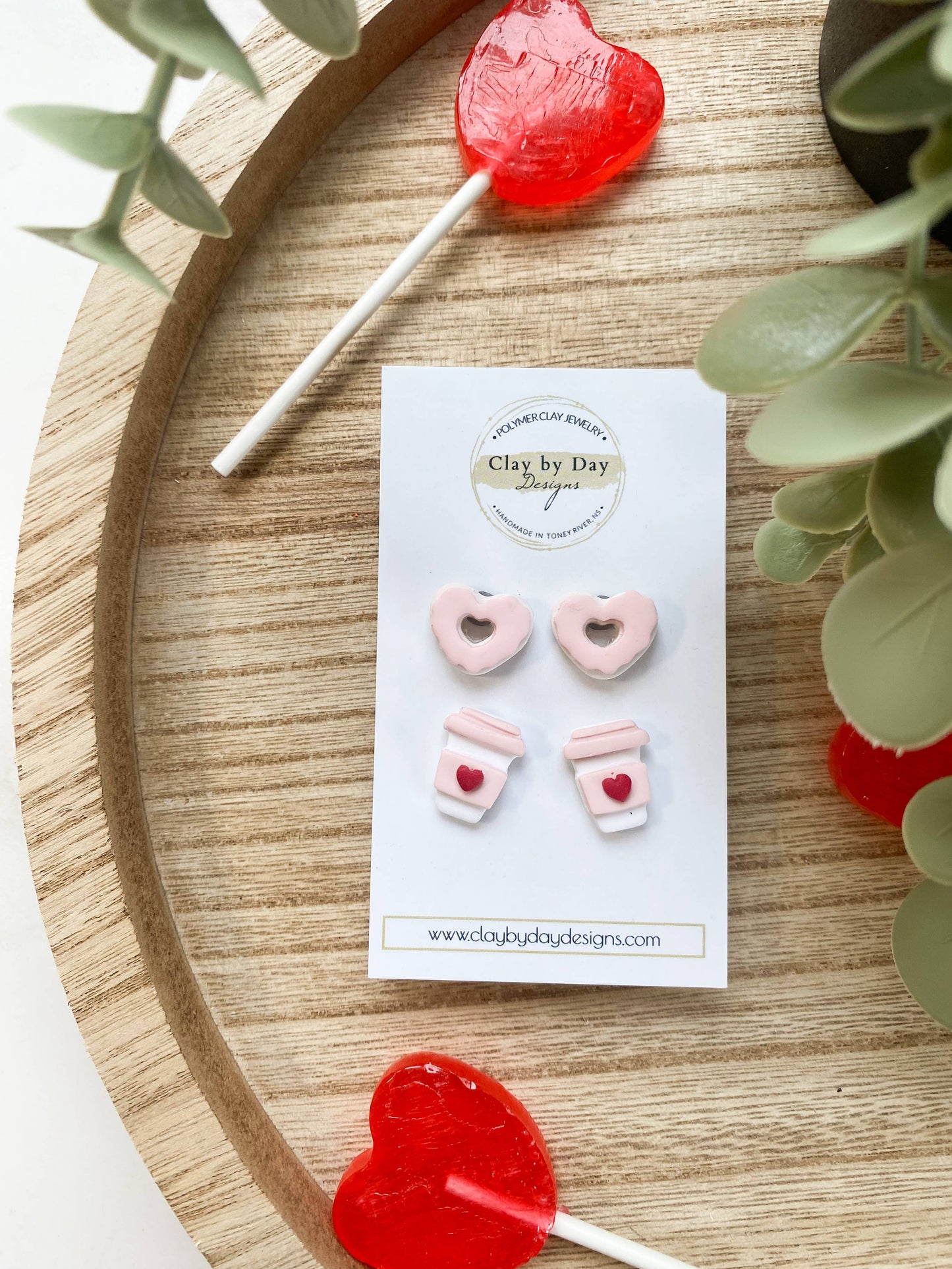 Love You A Latte Studs, Pack of 2 - Polymer Clay Earrings Valentines
