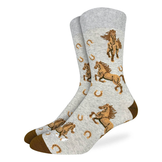 Good Luck Sock - Men's Horses Socks: Shoe Size 7-12