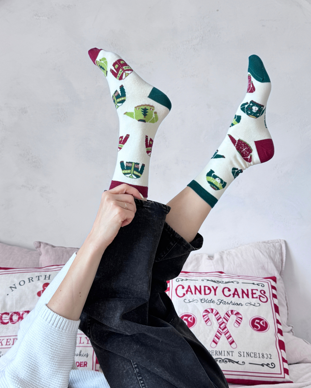 Friday Sock Co. - Women's Ugly Christmas Sweaters on Socks Crew Socks