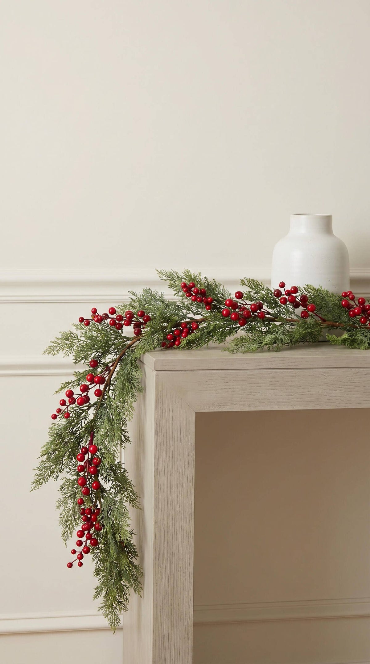Real Touch Christmas Garland, Red Berry Cypress, 60 Inch