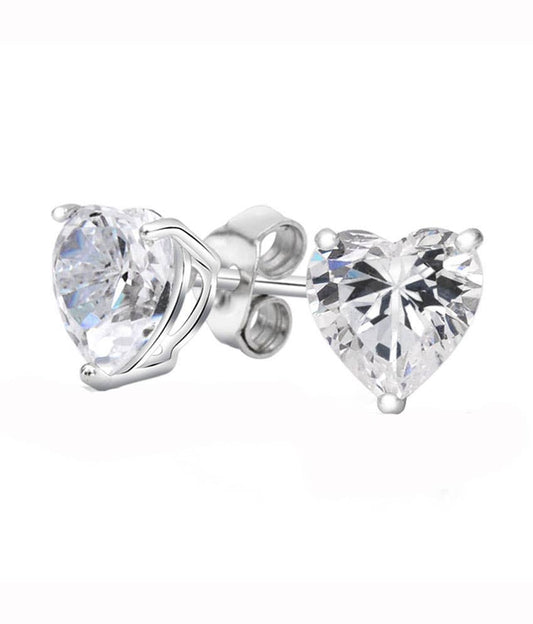 Glimmering Handmade - Romantic HEART Swarovski Crystal Stud Earrings: Crystal
