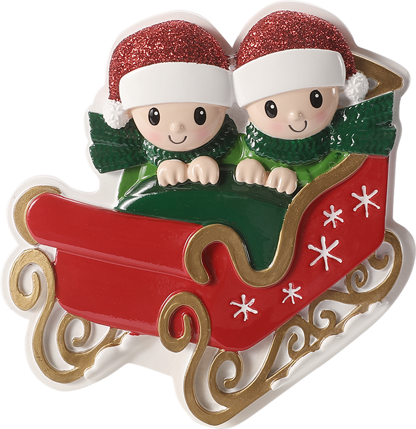 PolarX Ornaments - Family in Winter Sleigh Personalized Ornament: 4