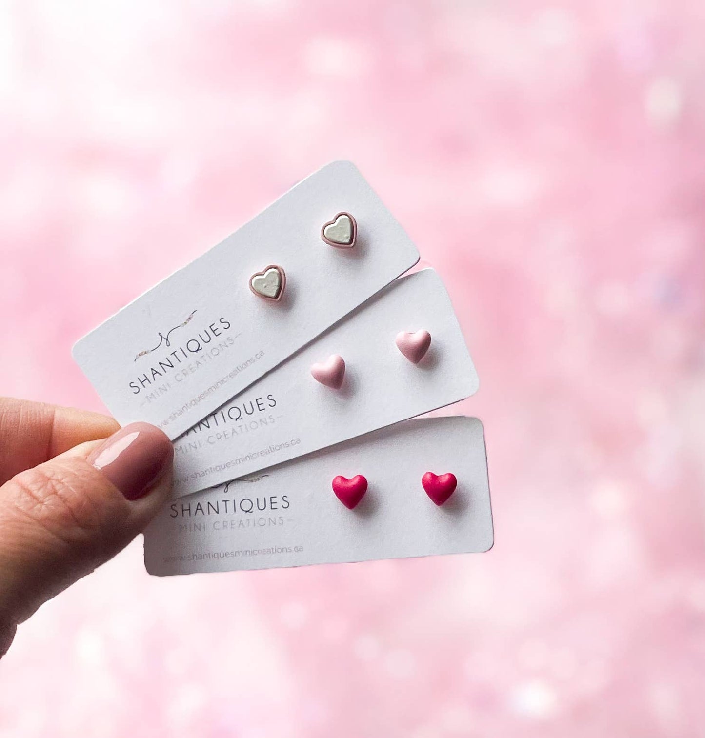 Shantiques Mini Creations - Earrings - Mirco Hearts: Light Pink / Post
