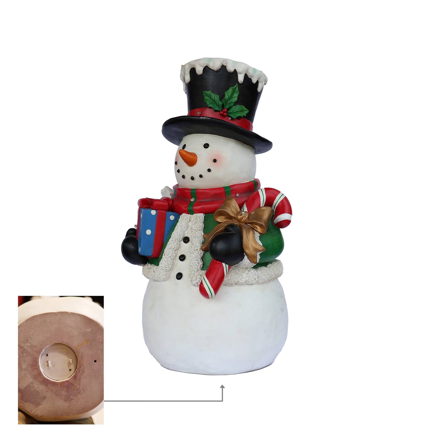 Hi-Line Gift Ltd. - Snowman Statue with LED Lights Lighted Christmas Décor