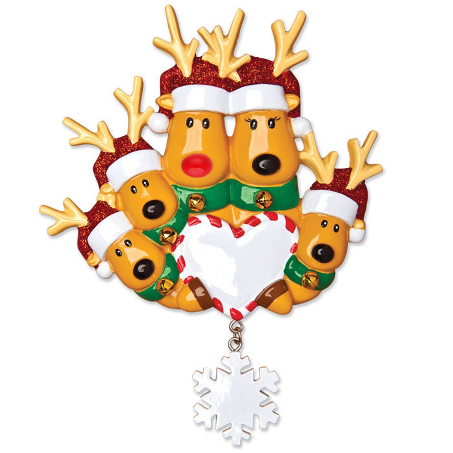 Reindeer Family with Heart Personalized Ornament: 3
