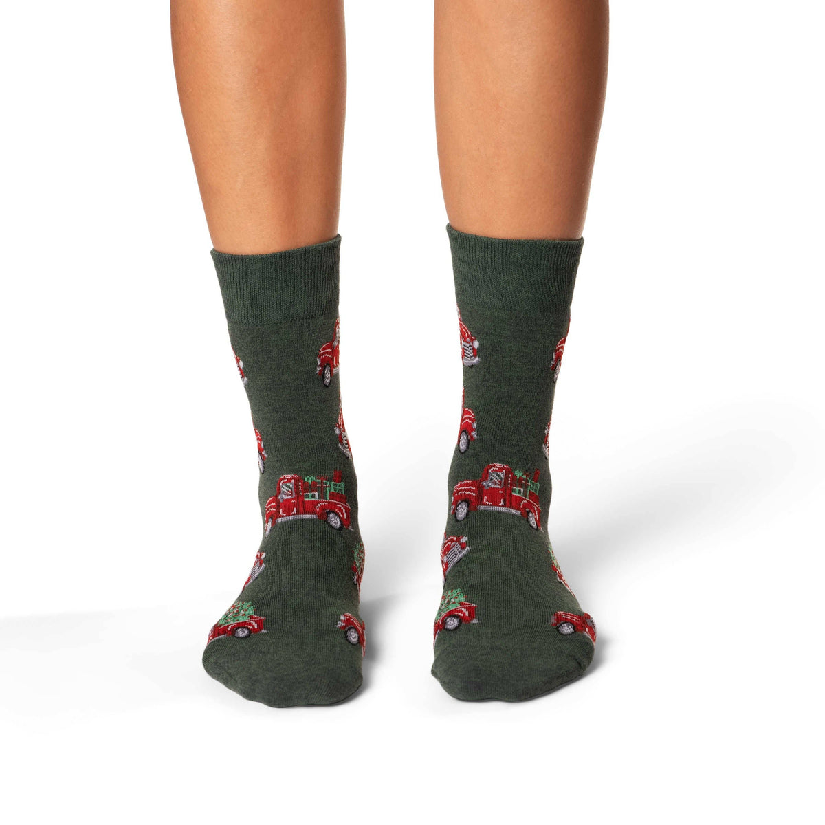 Good Luck Sock - Women's Christmas Trucks Socks: Shoe Size 5-9