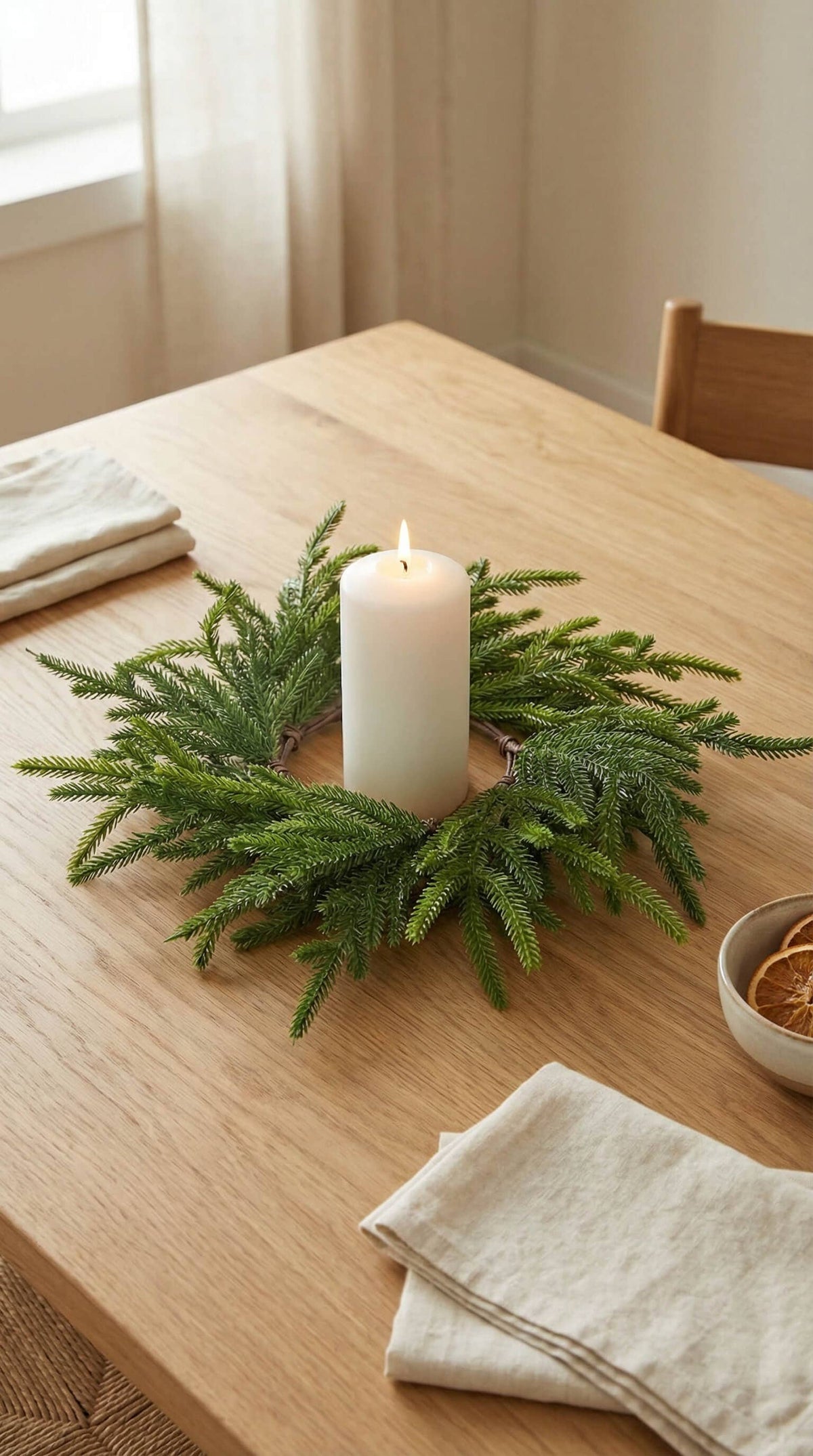 Hycroft Home Decor - Real Touch Faux Christmas Wreath, Norfolk Pine, 12 Inch