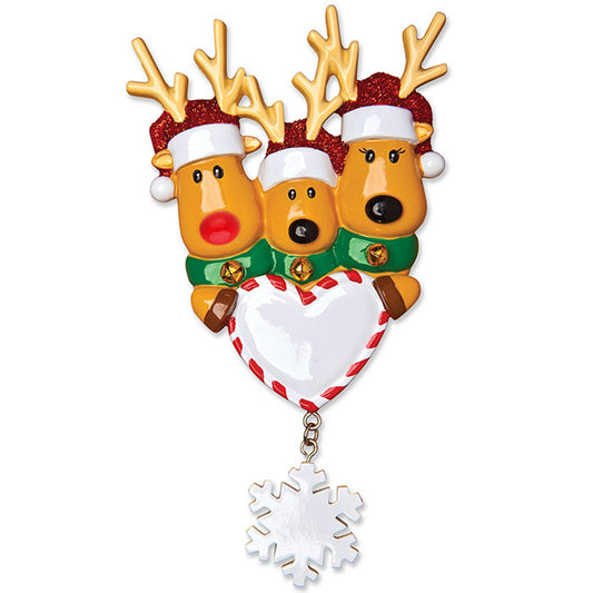 Reindeer Family with Heart Personalized Ornament: 3