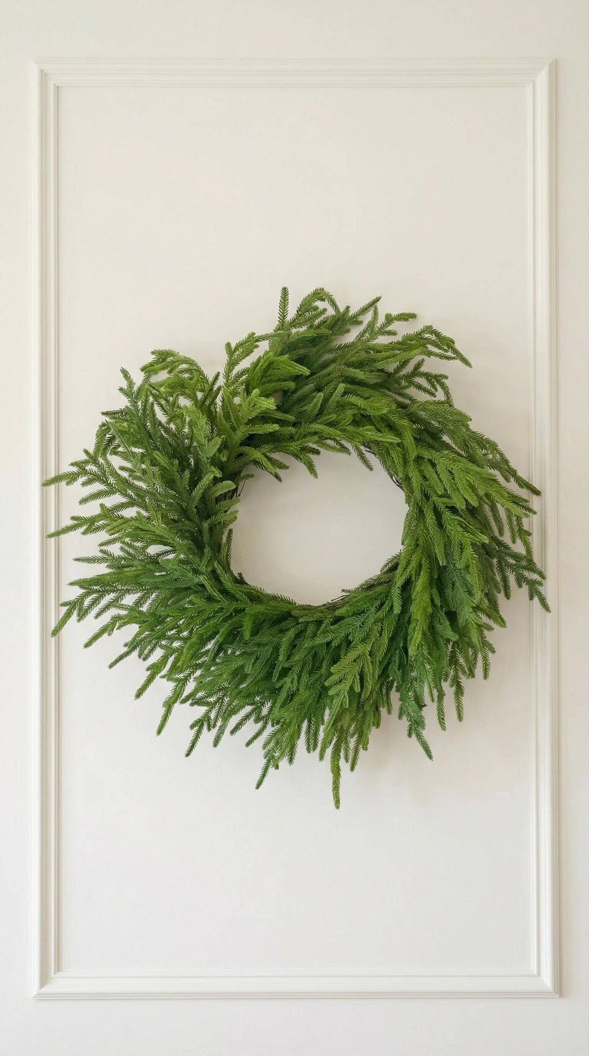 Hycroft Home Decor - Real Touch Faux Christmas Wreath, Norfolk Pine, 26 Inch