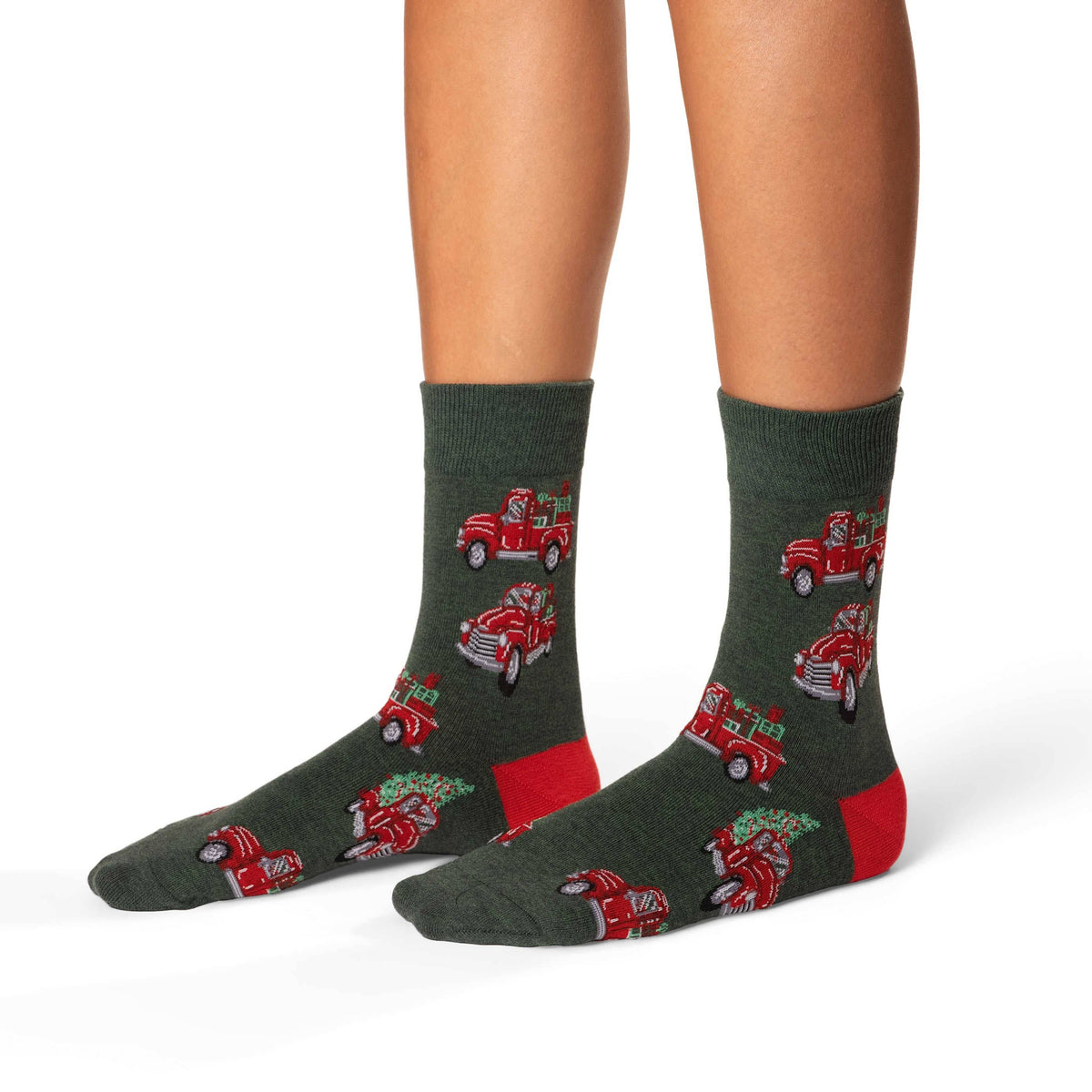 Good Luck Sock - Women's Christmas Trucks Socks: Shoe Size 5-9