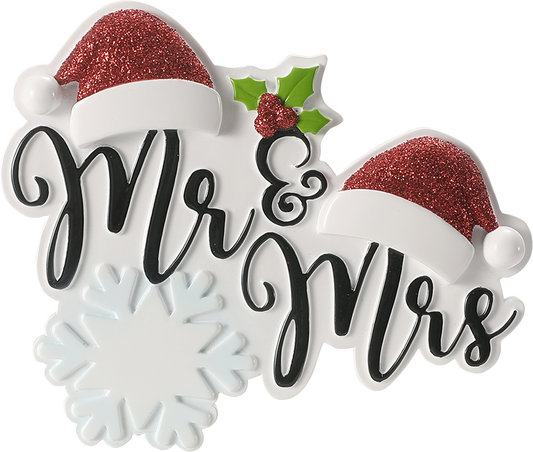 PolarX Ornaments - Mr. & Mrs. Santa Hats Personalized Ornament