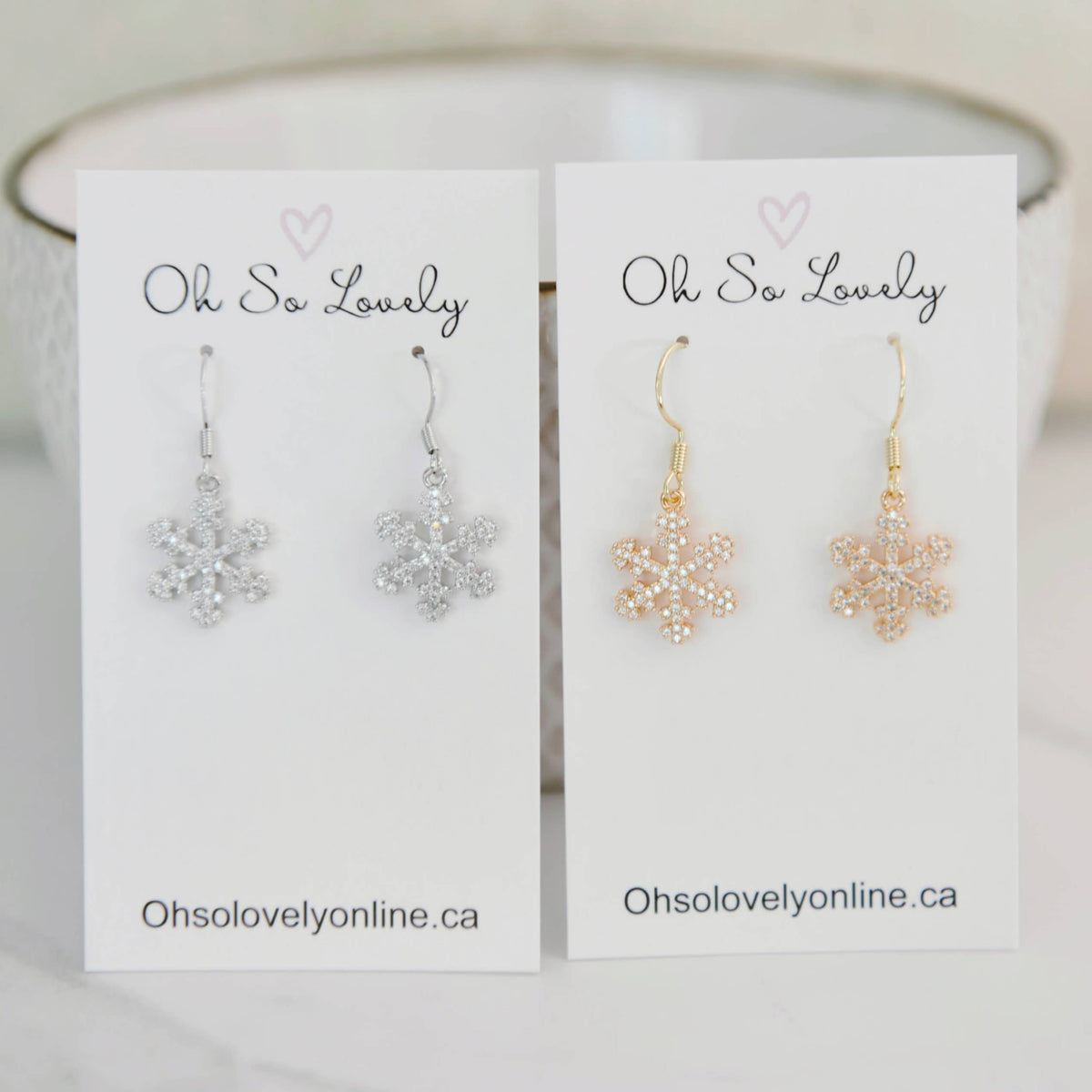 Oh So Lovely - Aspen Snowflake Drop Earrings: Silver