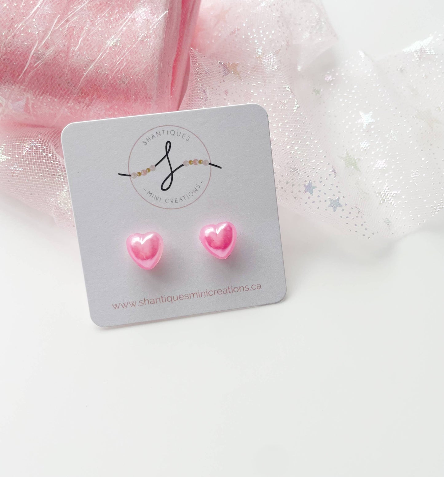 Shantiques Mini Creations - Earrings - Metallic and Translucent Hearts: Purple / Post