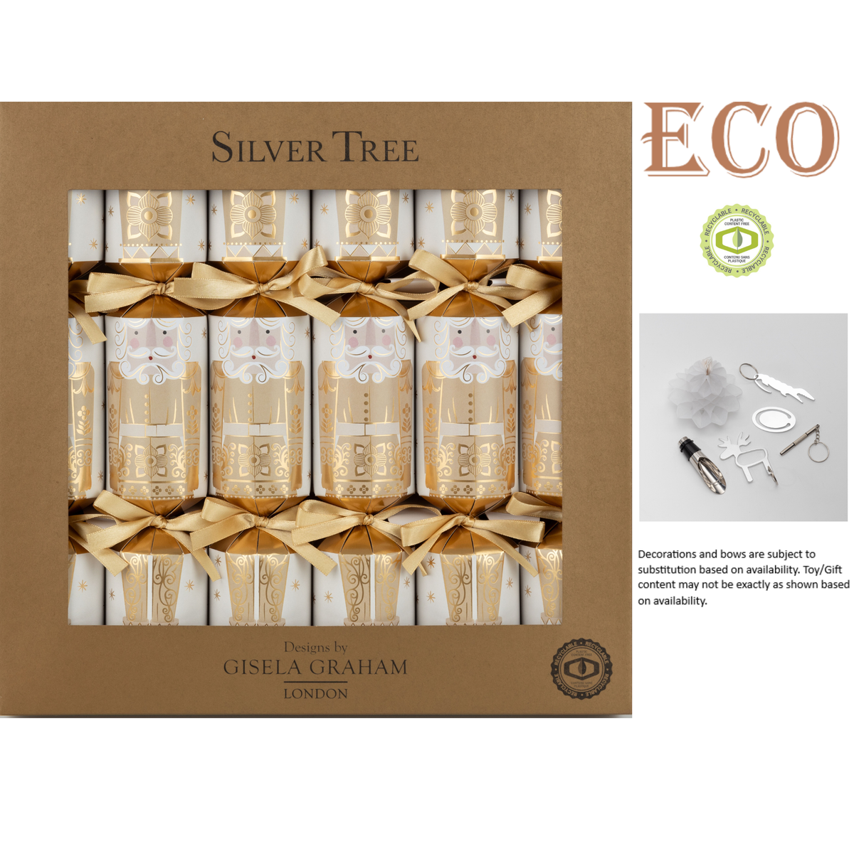 Silver Tree Home & Holiday 12in 6 Count Gold Nutcracker (ECO3)