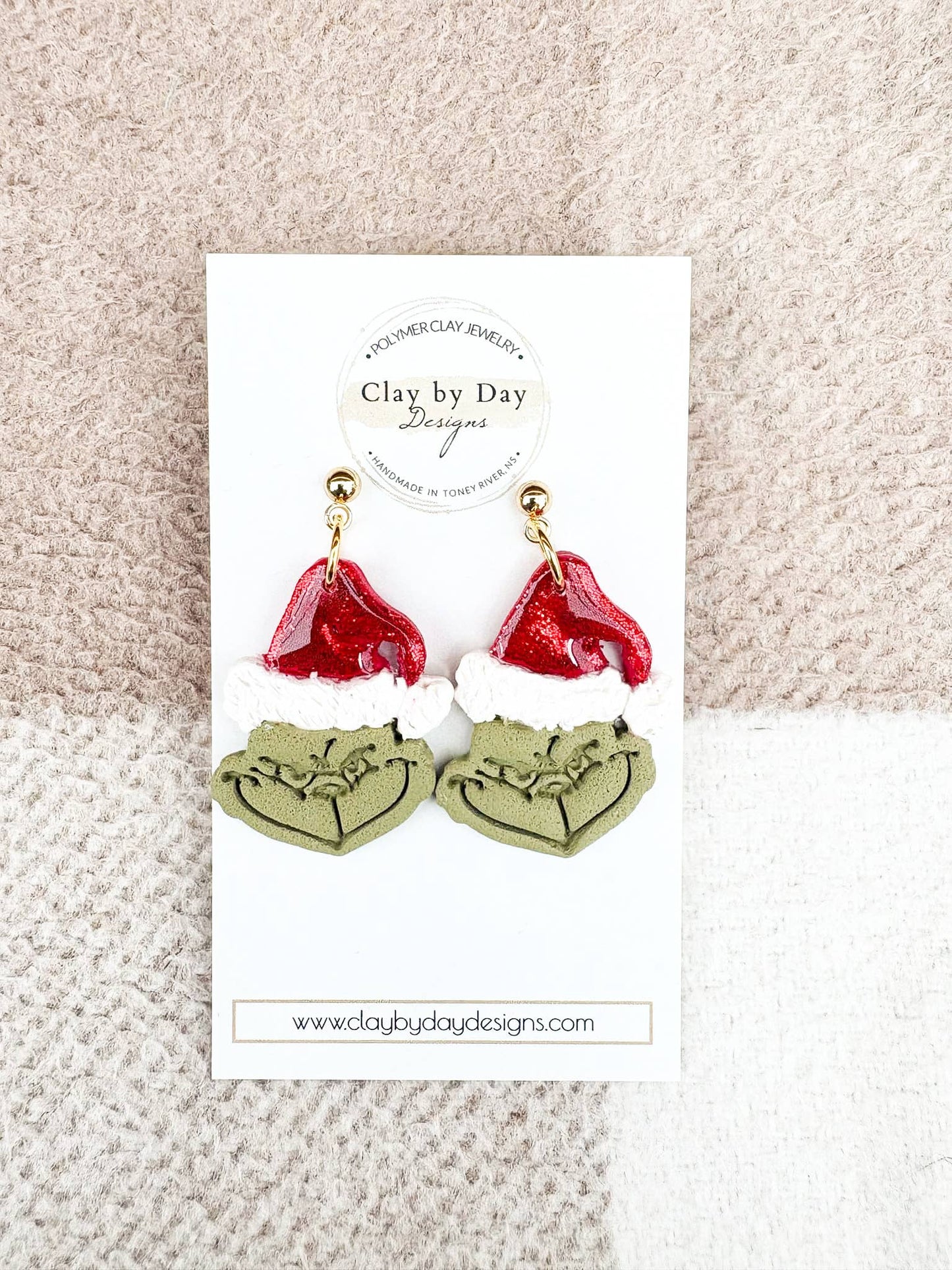 Mean One Grinch - Winter Christmas Polymer Clay Earrings