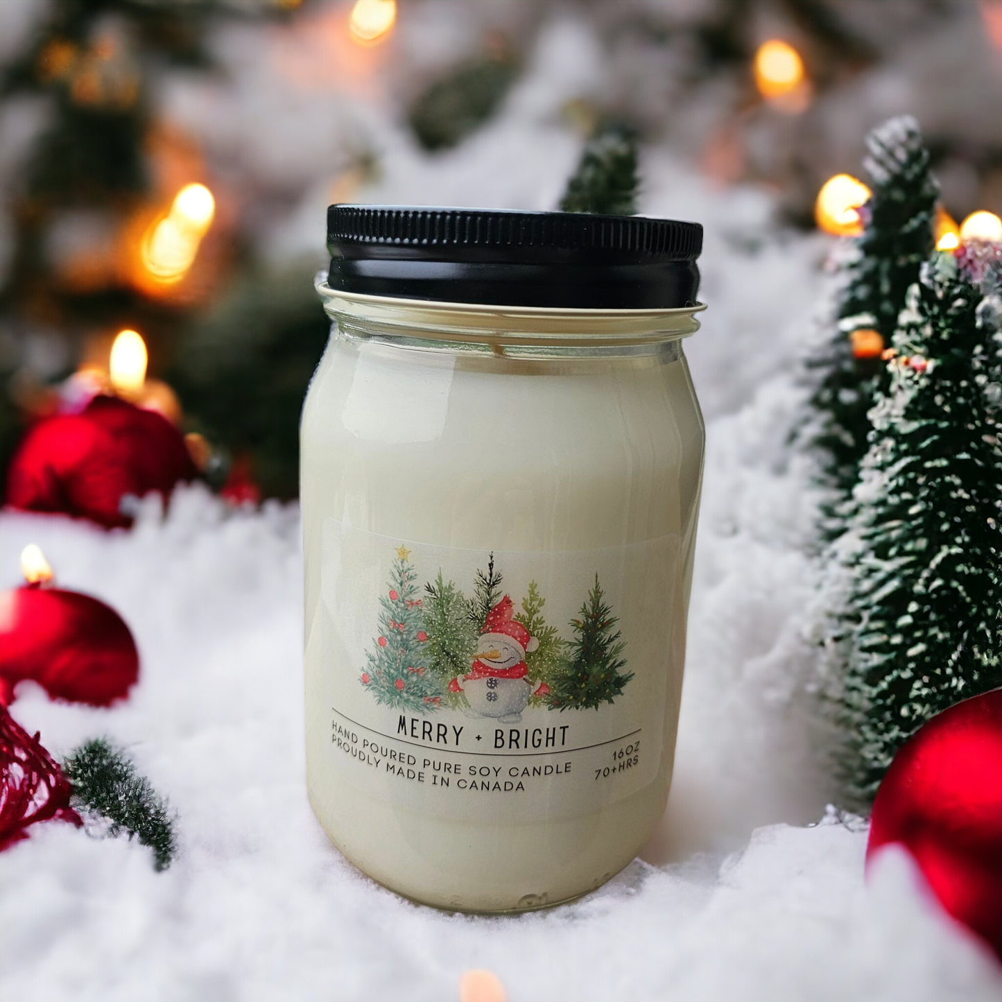 Serendipity Soy Candles - Merry + Bright: 16oz Mason Jar