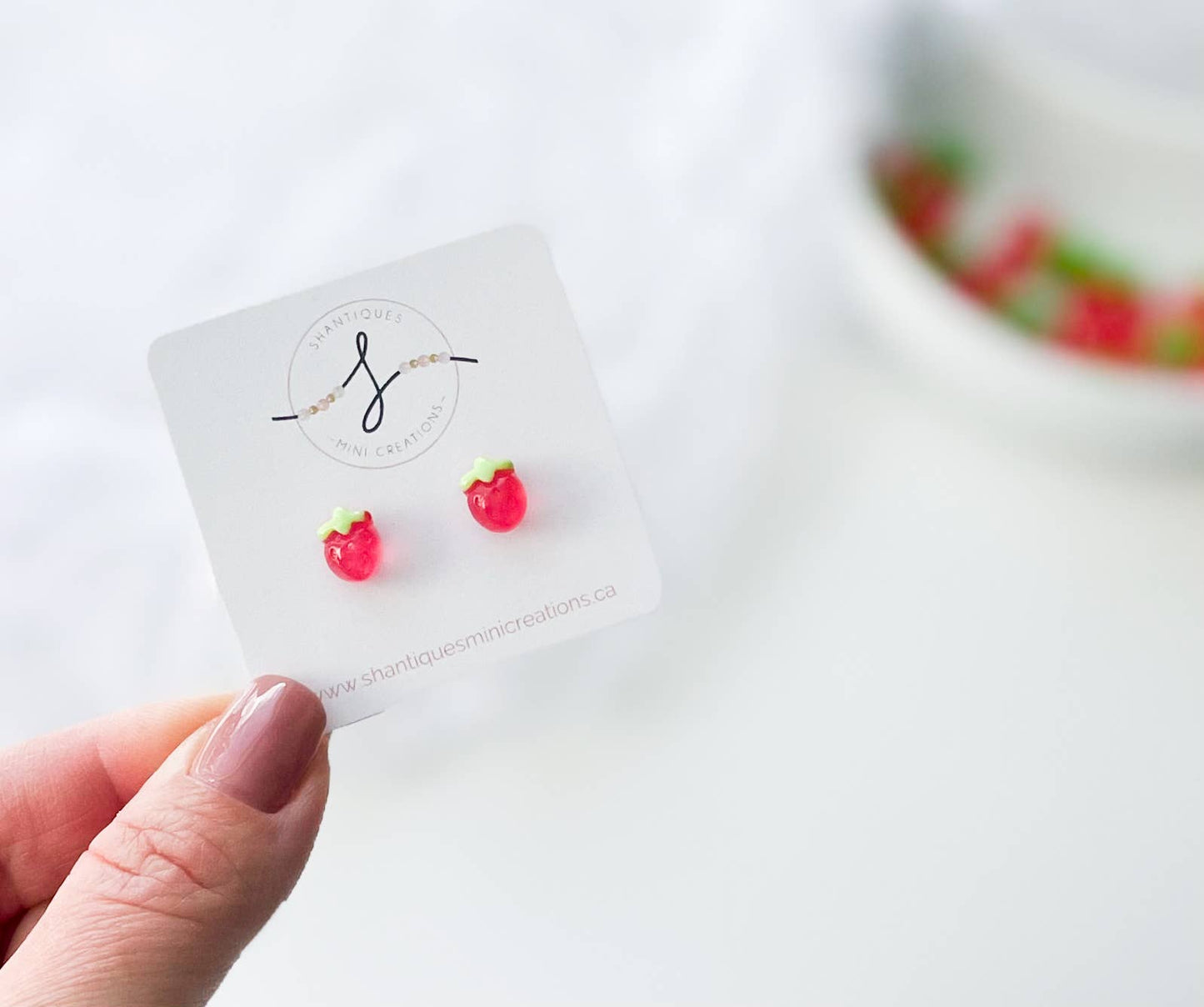Shantiques Mini Creations - Earrings - Summer Fruit: Red Strawberries / Post