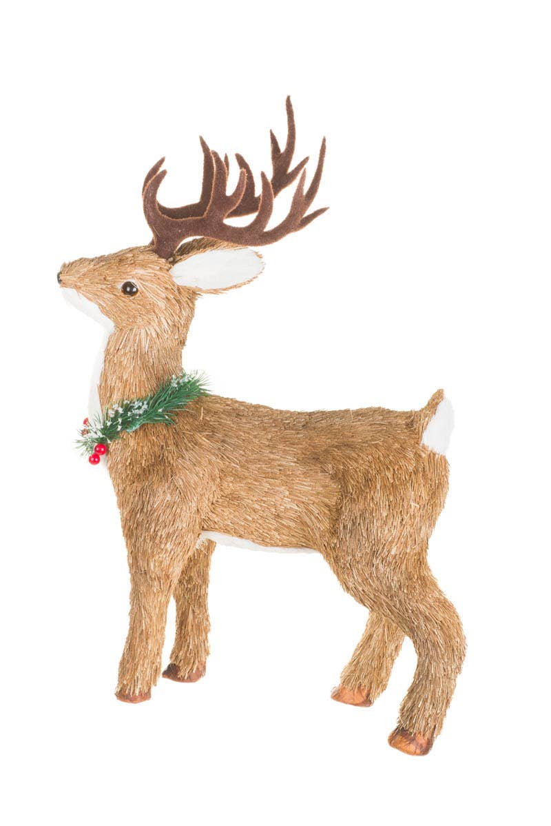 Starlight Collection - Brown Reindeer Figurine With Wreath Collar