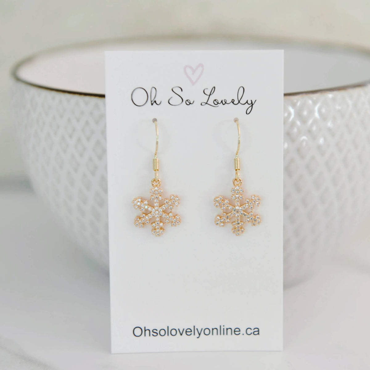Oh So Lovely - Aspen Snowflake Drop Earrings: Silver